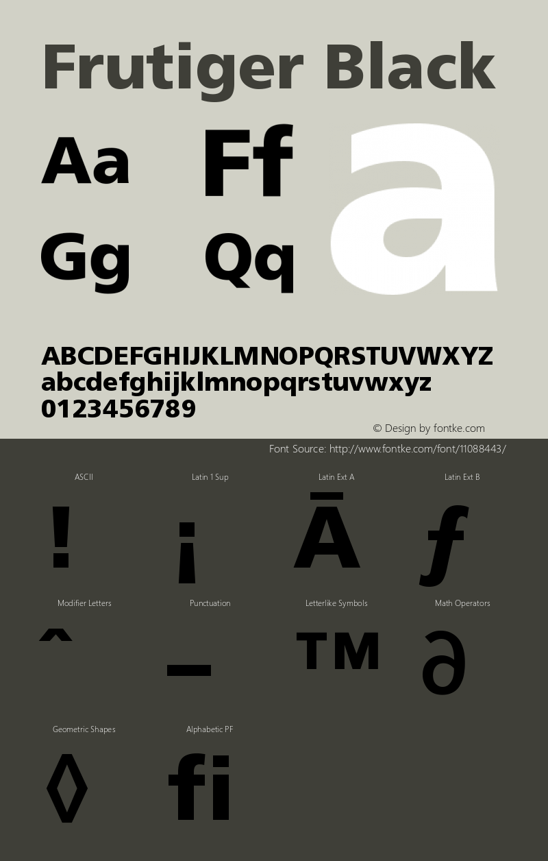 Frutiger Black Version 001.000 Font Sample