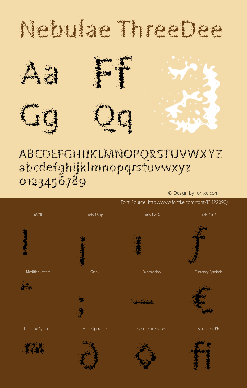 Nebulae ThreeDee Version 1.005 Font Sample