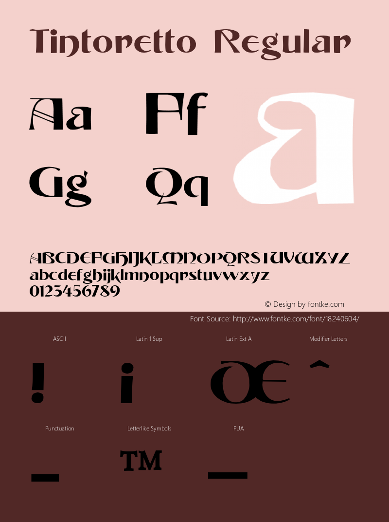 Tintoretto Regular 1.56 Font Sample