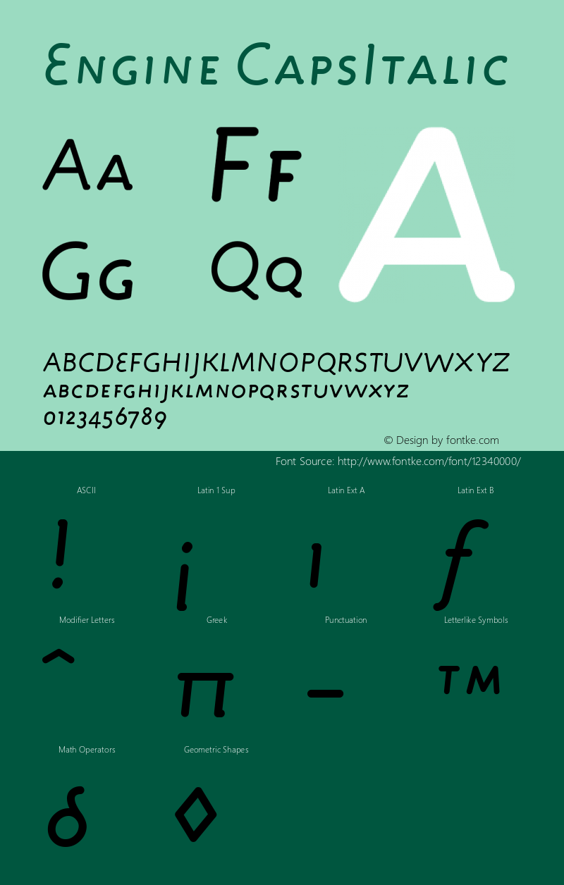 Engine CapsItalic Version 001.000 Font Sample