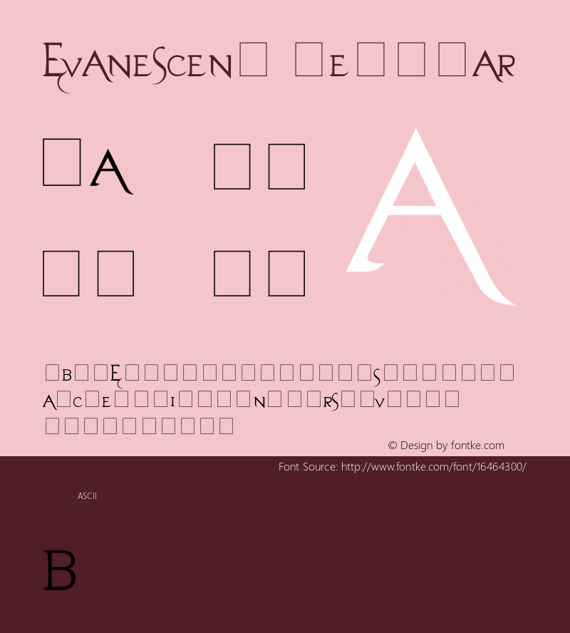 Evanescent Regular Version 2.000 2003 series B public release Font Sample