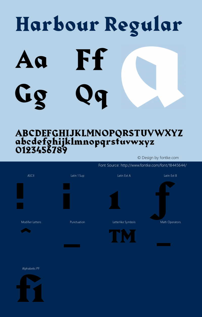 Harbour Regular Version 001.000 Font Sample