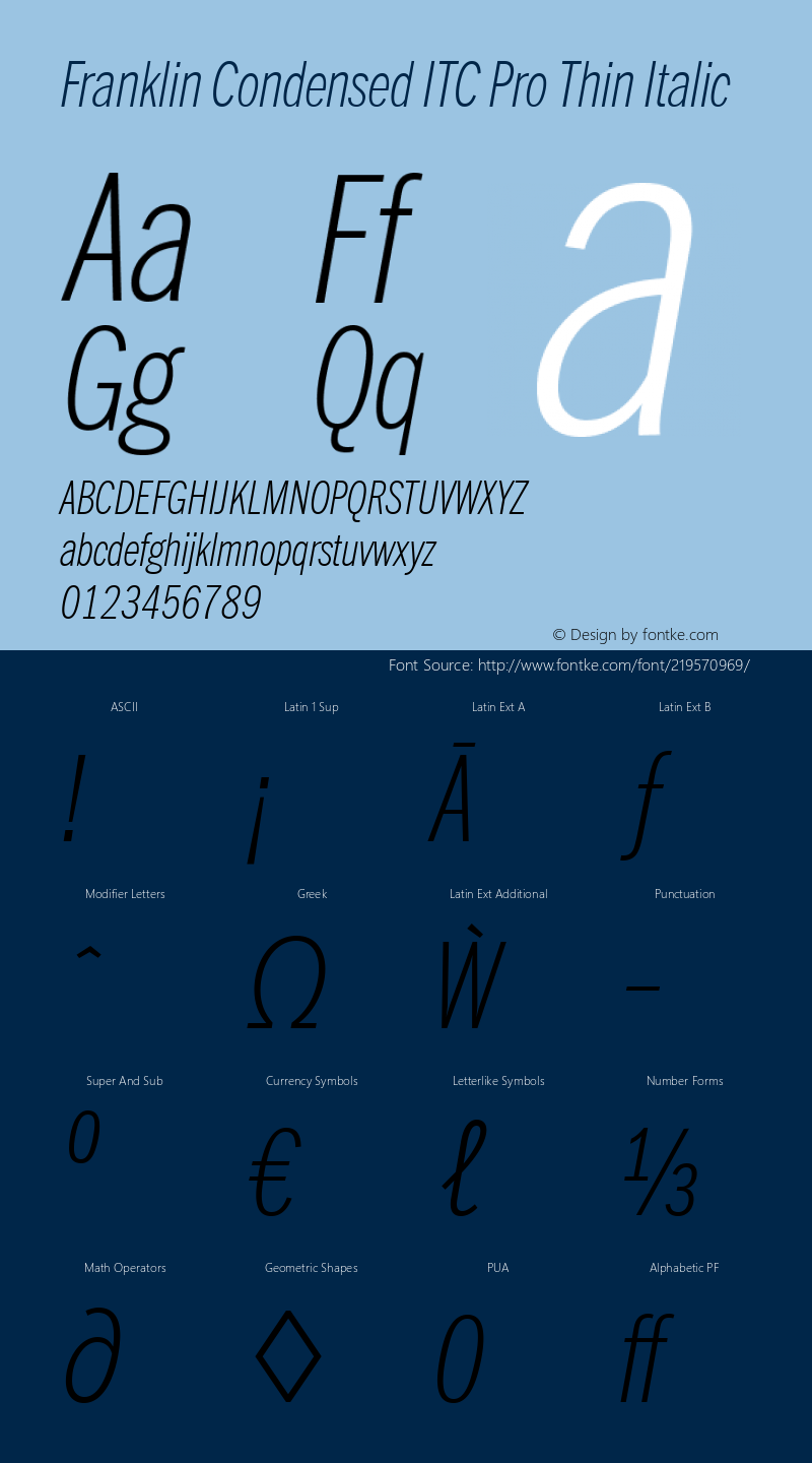 Franklin Condensed ITC Pro Thin Italic Version 1.01图片样张