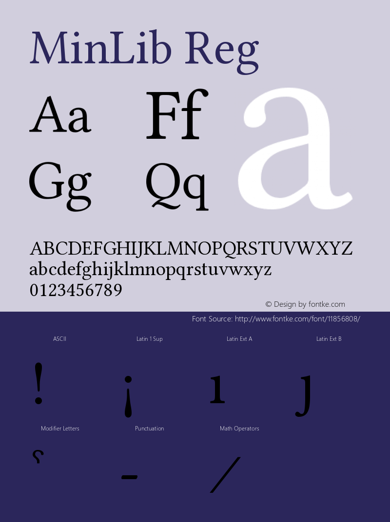 MinLib Reg Version 5.3.0 Font Sample