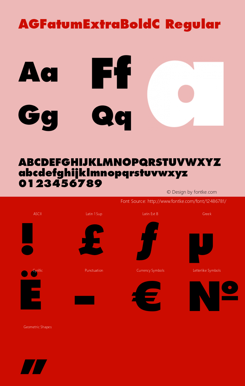 AGFatumExtraBoldC Regular OTF 1.0;PS 001.000;Core 116;AOCW 1.0 161 Font Sample