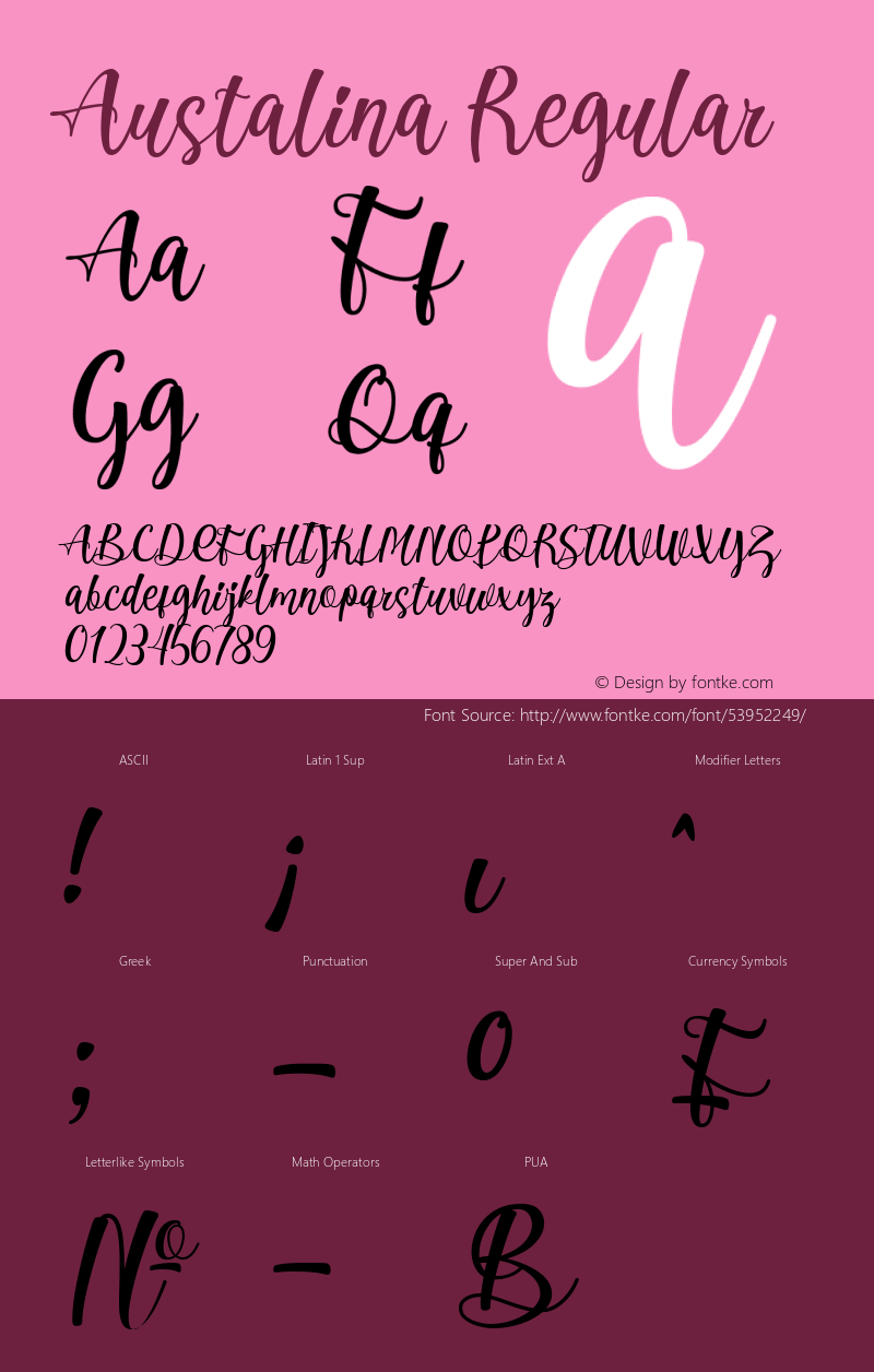 Austalina Version 1.00;January 23, 2020 Font Sample