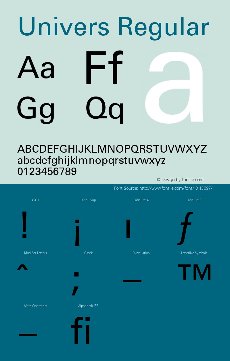 Univers Regular 001.001 Font Sample