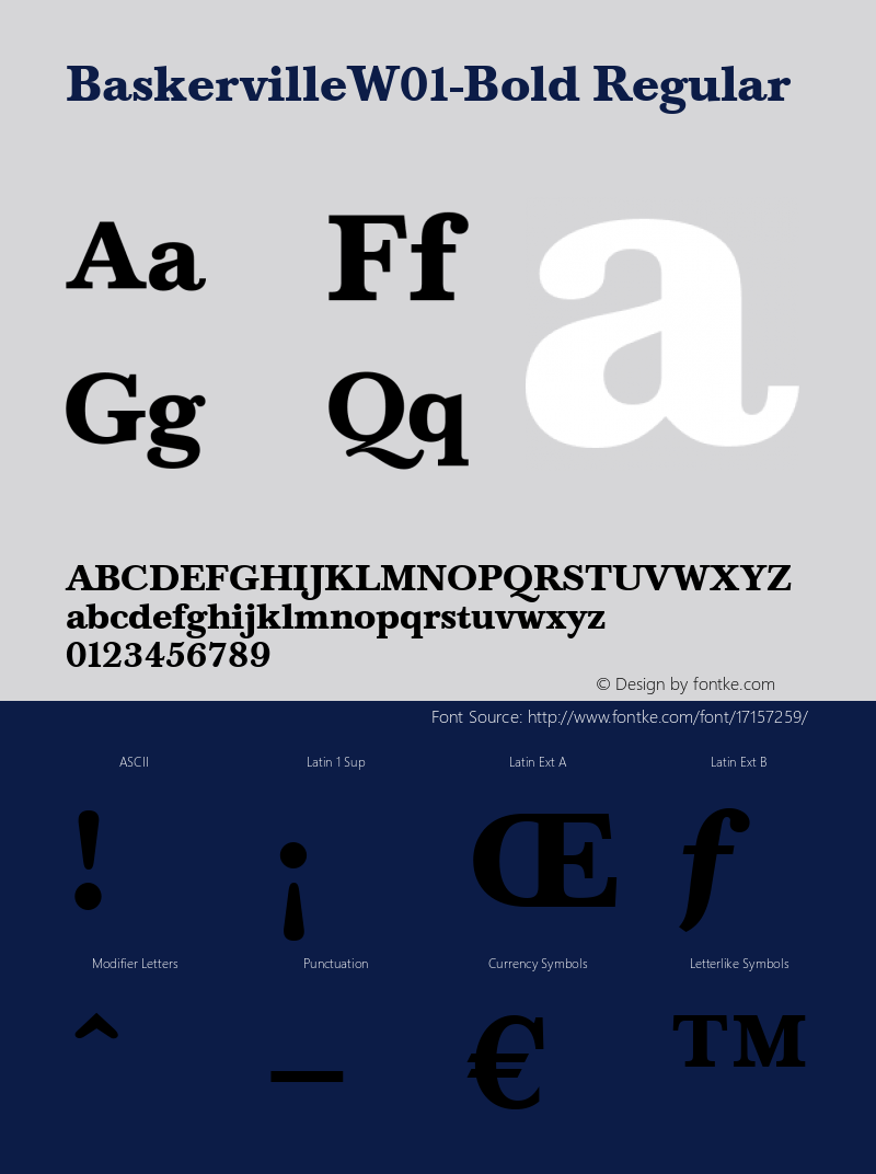 BaskervilleW01-Bold Regular Version 1.00 Font Sample