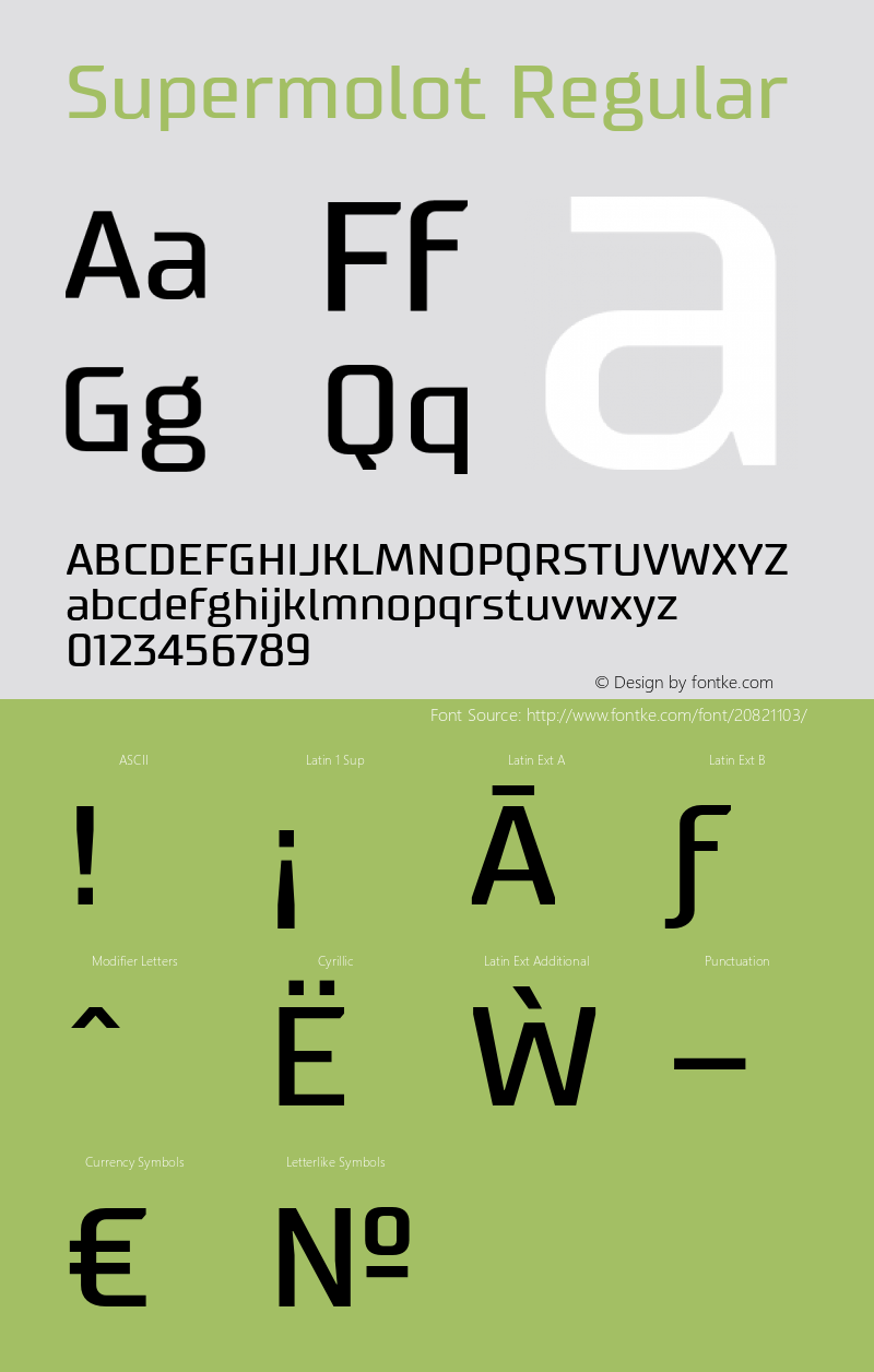 Supermolot Version 1.000 Font Sample