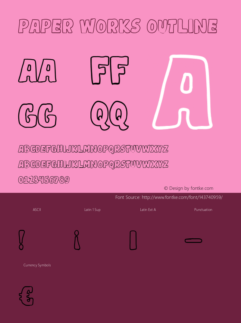 Paper Works Outline Version 1.001;Fontself Maker 3.5.1 Font Sample