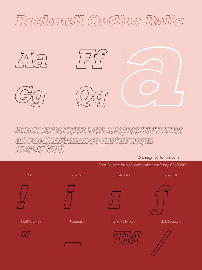 Rockwell Outline Italic Altsys Fontographer 3.5  13.05.1994 Font Sample