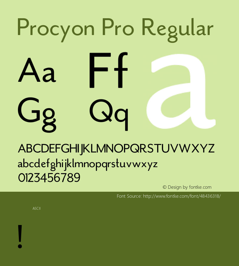 Procyon Pro Regular Version 1.000 Font Sample