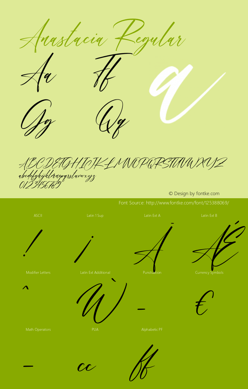 Anastacia Version 1.00;March 2, 2021;FontCreator 12.0.0.2567 64-bit Font Sample