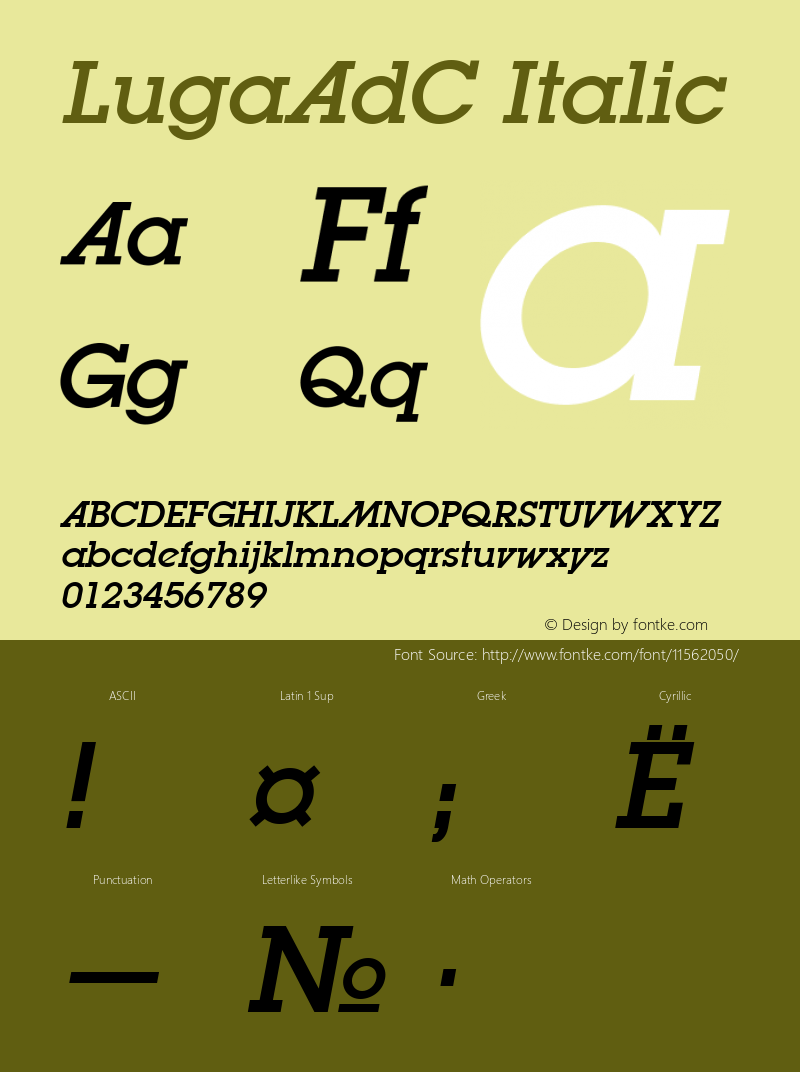 LugaAdC Italic Version 1.000 Font Sample