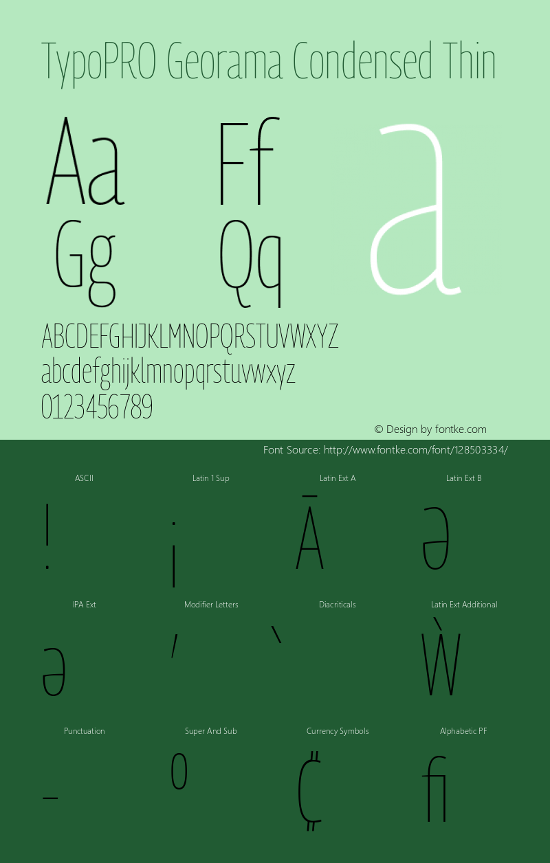TypoPRO Georama Condensed Thin Version 1.001 Font Sample
