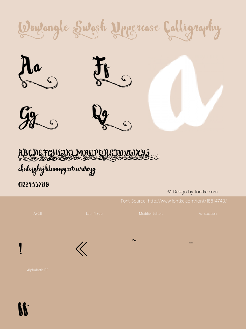 Wowangle Swash Uppercase Calligraphy 1.000 Font Sample