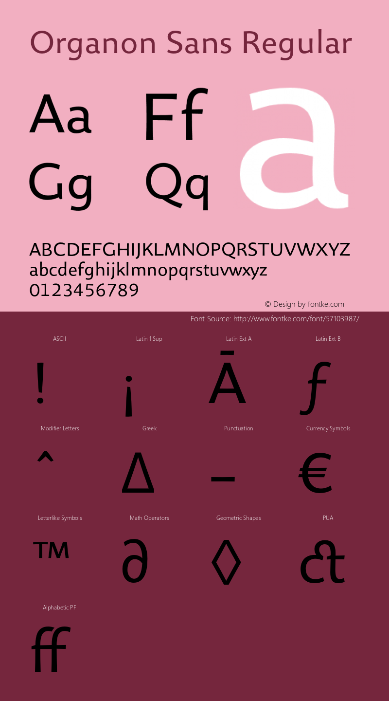 OrganonSans-Regular 002.002 Font Sample