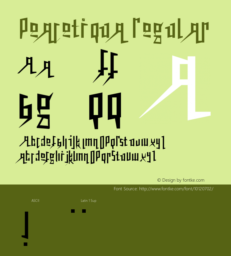 Peacetiqua Regular 1.0 2003-10-26 Font Sample