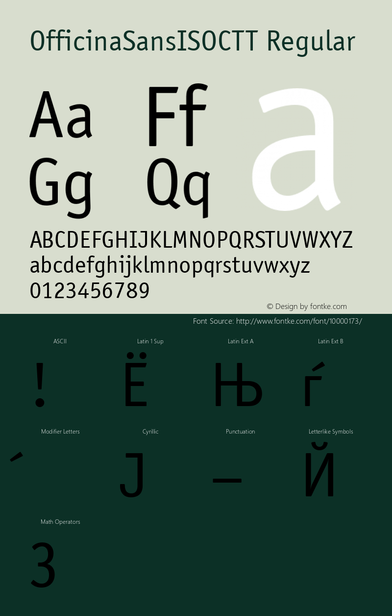 OfficinaSansISOCTT Regular TrueType Maker version 3.00.00 Font Sample