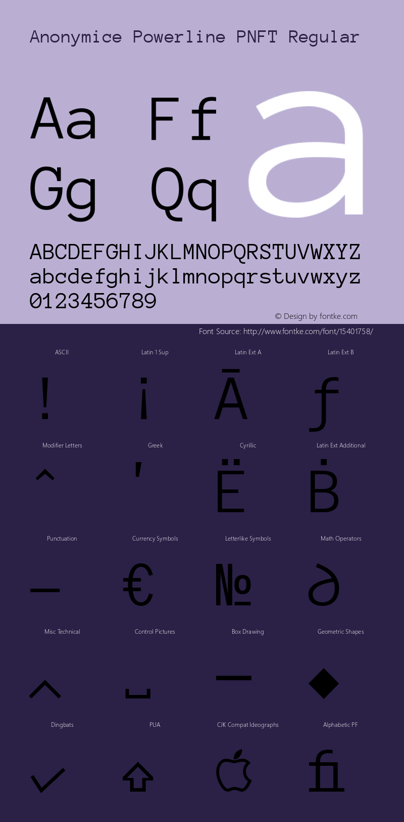 Anonymice Powerline PNFT Regular Version 1.002 Font Sample