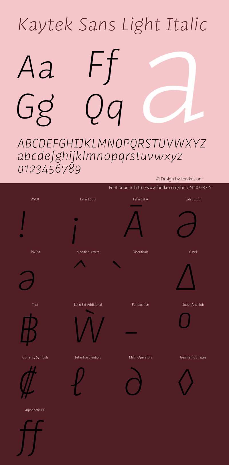 Kaytek Sans Light Italic Version 1.00, build 6, s3图片样张