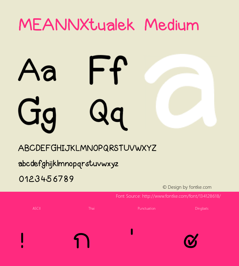 MEANNXtualek Version 001.000 Font Sample