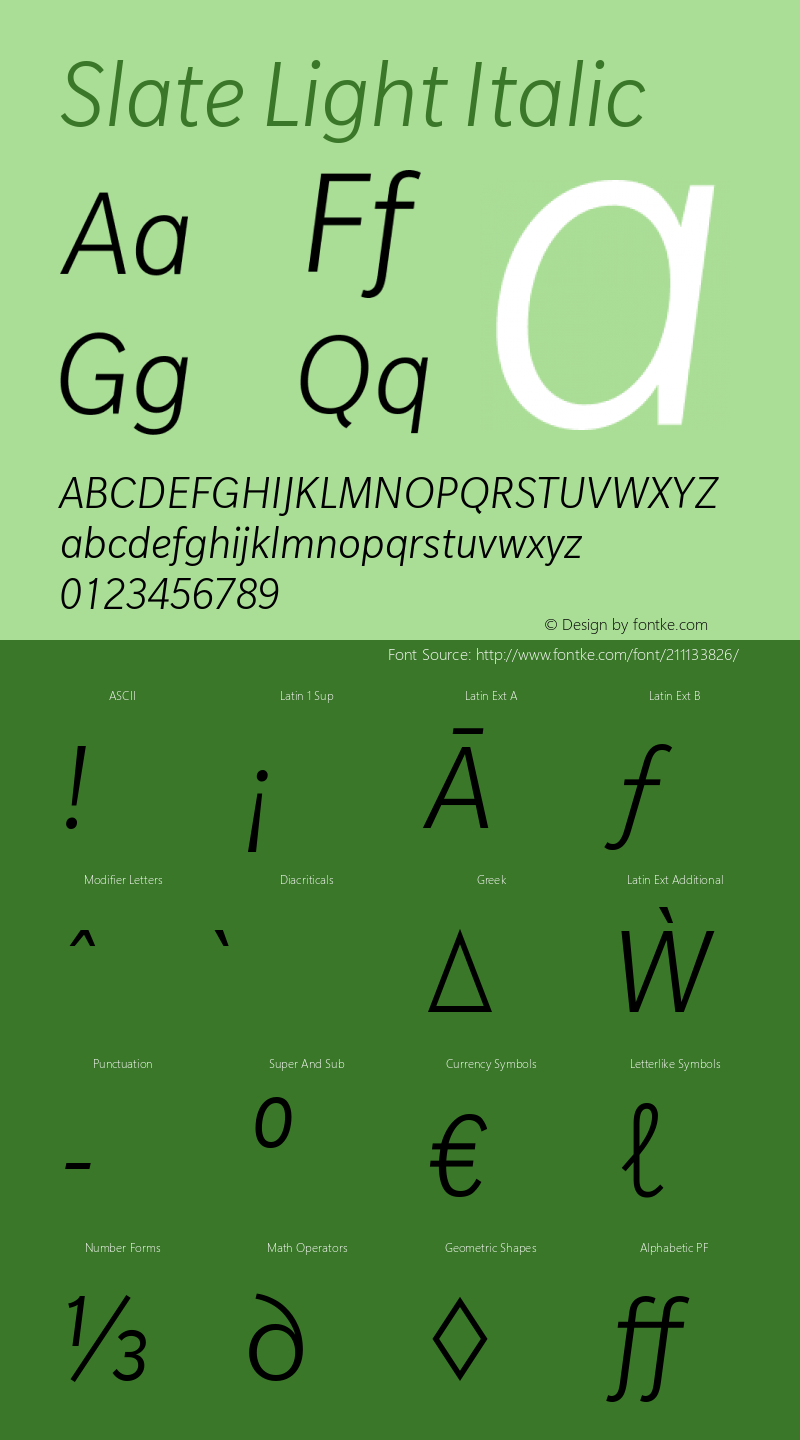 Slate Light Italic Version 1.01, build 10, s3图片样张