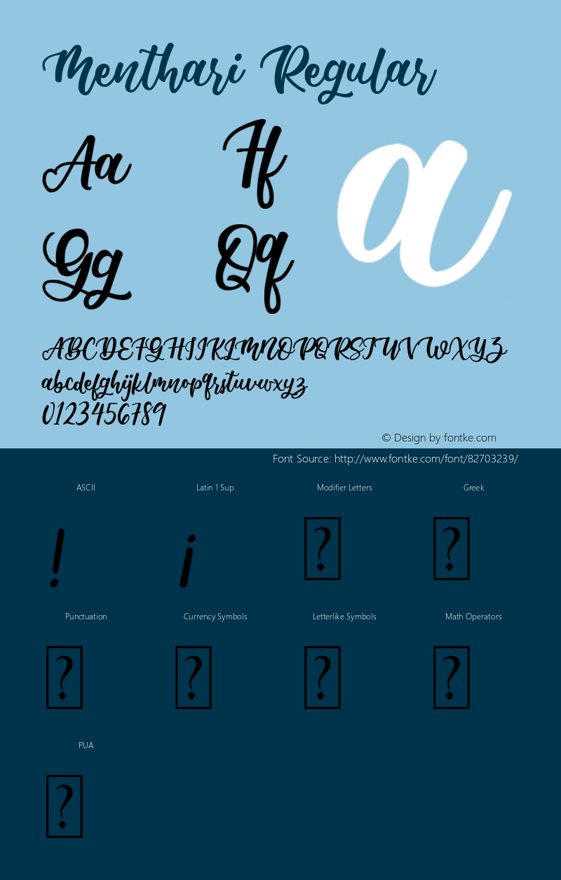 Menthari Version 1.00;September 2, 2020;FontCreator 11.5.0.2427 32-bit Font Sample