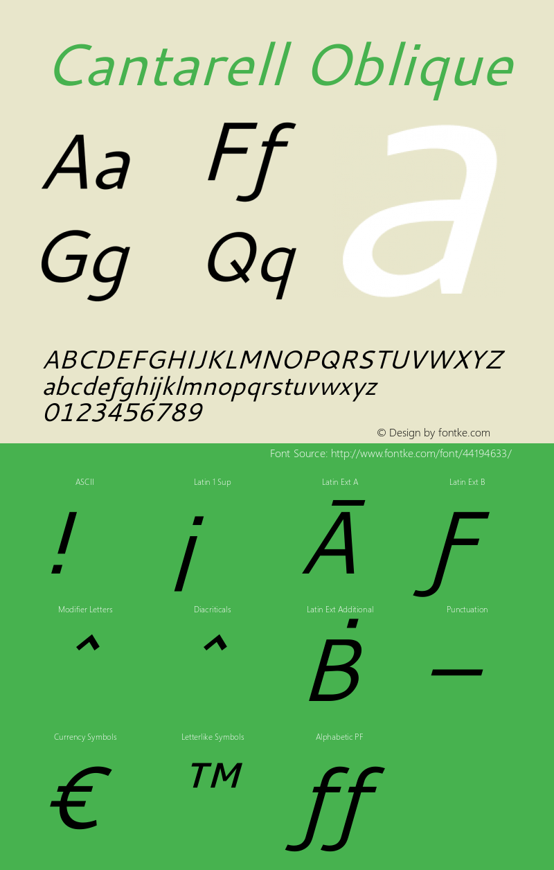 Cantarell Oblique Version 001.001 Font Sample