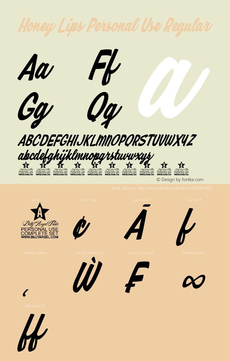 Honey Lips Personal Use Regular Version 1.000 Font Sample