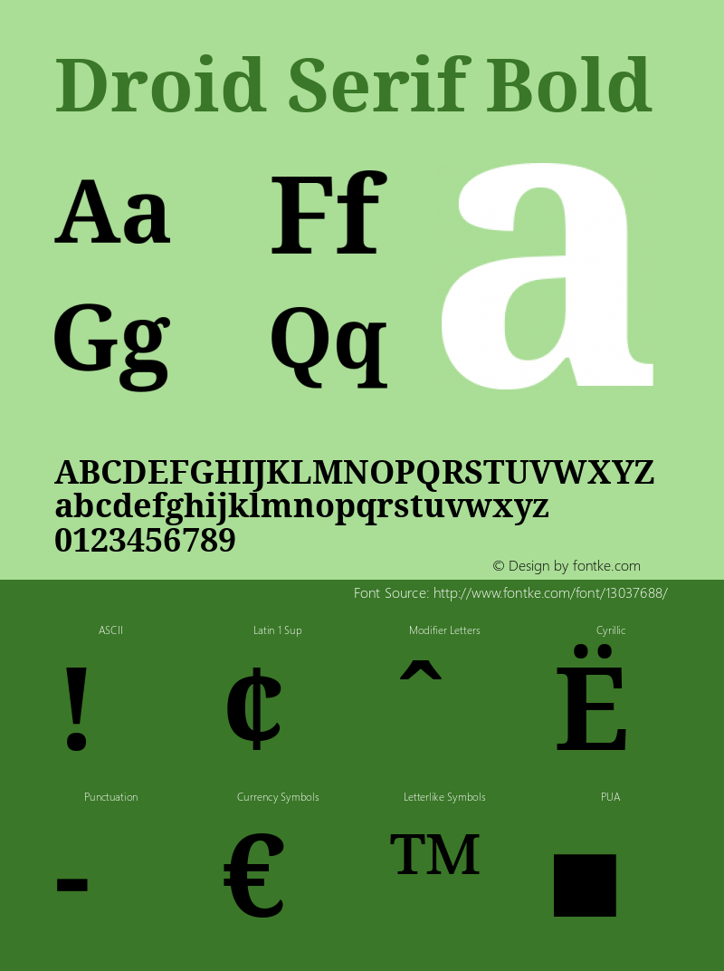 Droid Serif Bold Version 1.00 build 107 Font Sample