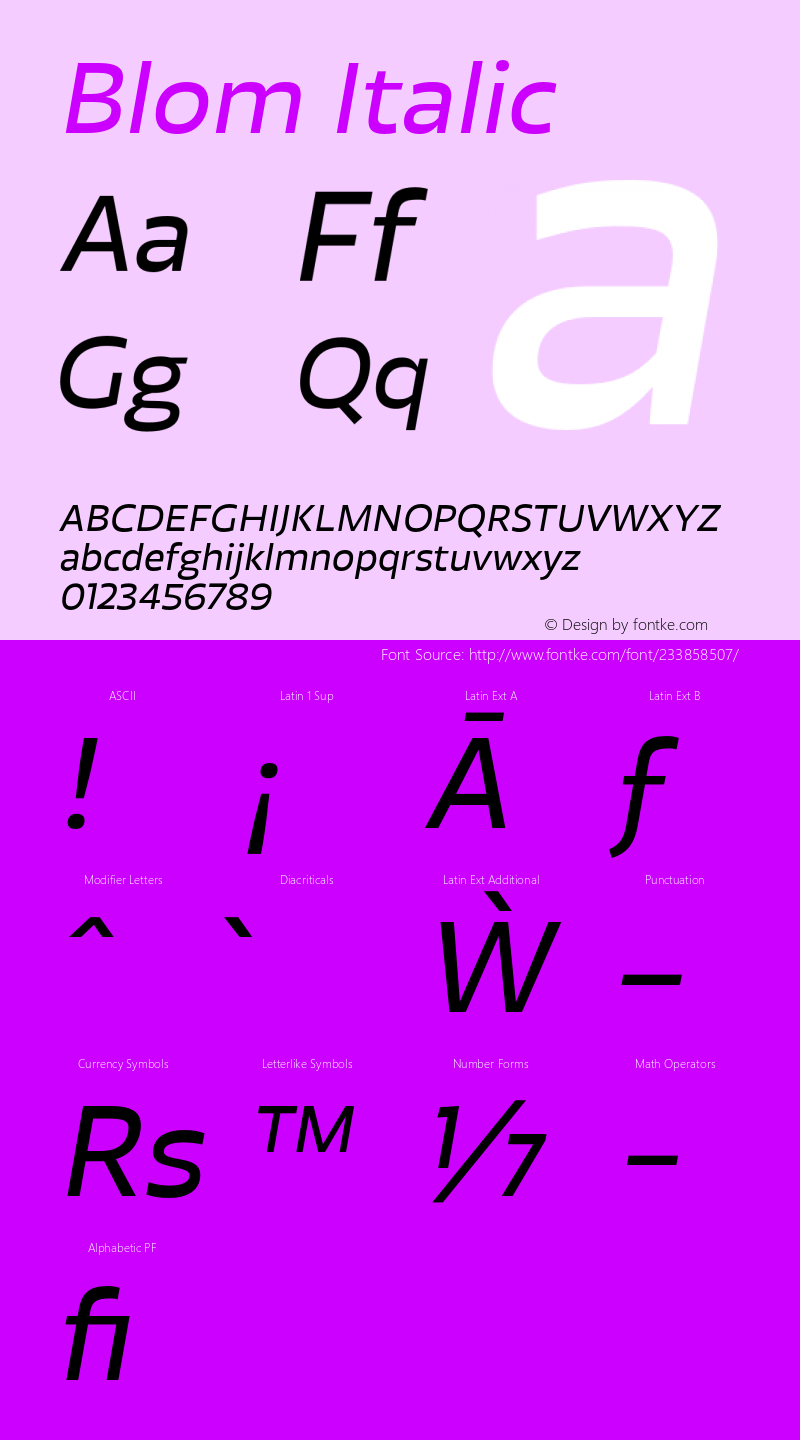 Blom Italic Version 001.000 January 2020图片样张