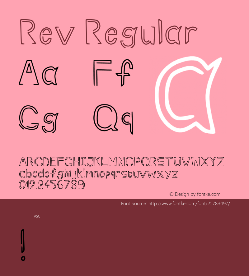 Rev Regular Version 001.001 Font Sample