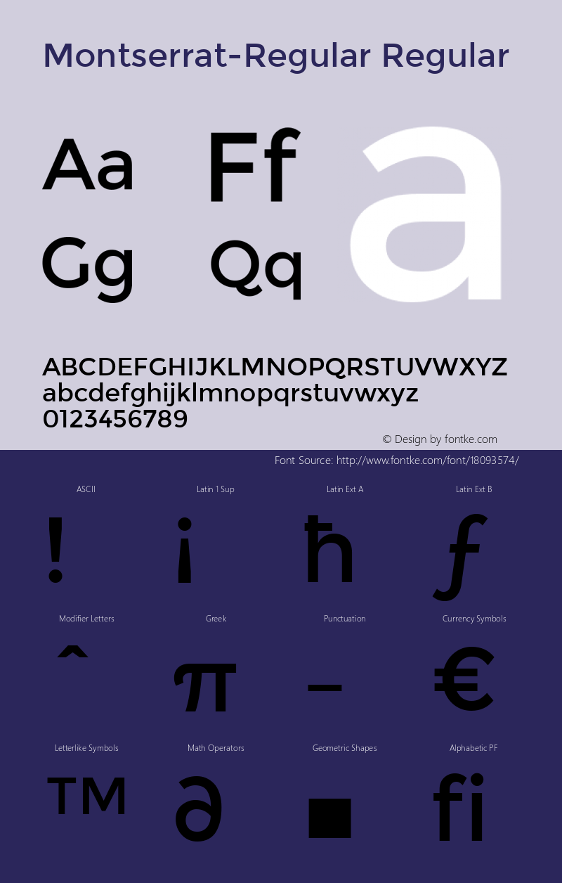 Montserrat-Regular Regular Version 2.001 Font Sample