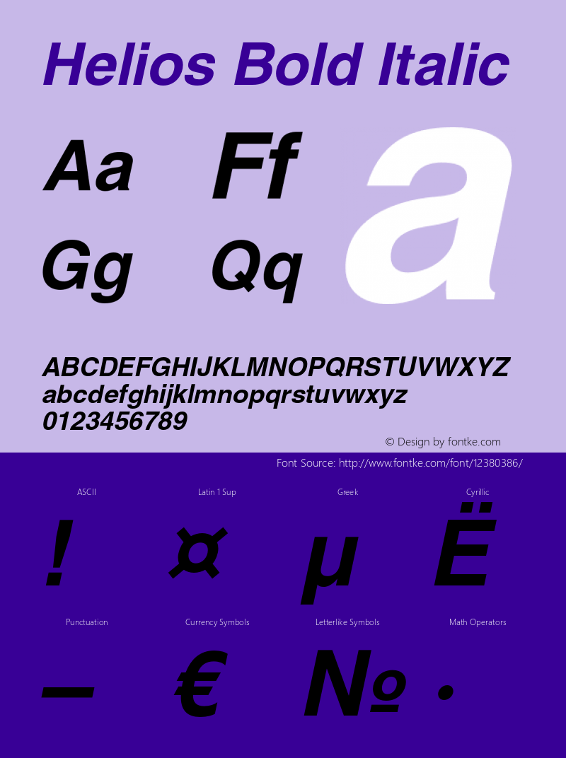 Helios Bold Italic OTF 1.0;PS 004.001;Core 116;AOCW 1.0 161 Font Sample