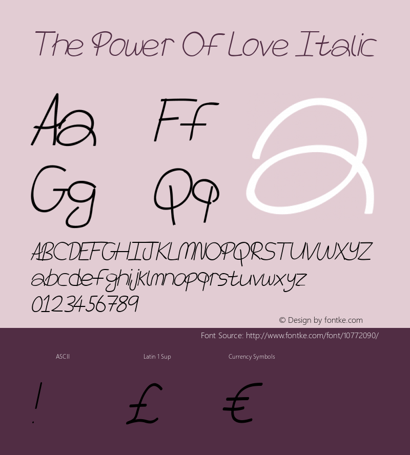 The Power Of Love Italic Version 1.0 Font Sample