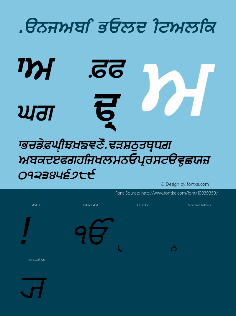 Punjabi Bold Italic 1.0 Thu Jun 29 00:57:51 1995 Font Sample