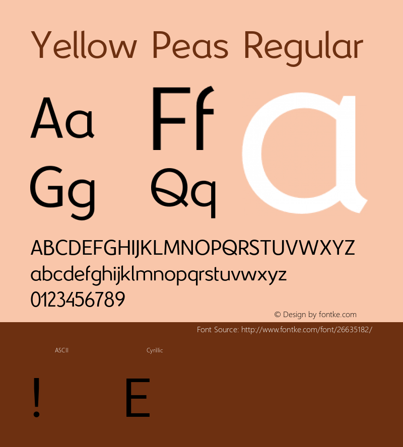 Yellow Peas Regular Version 4.001;PS 004.001;hotconv 1.0.88;makeotf.lib2.5.64775 Font Sample