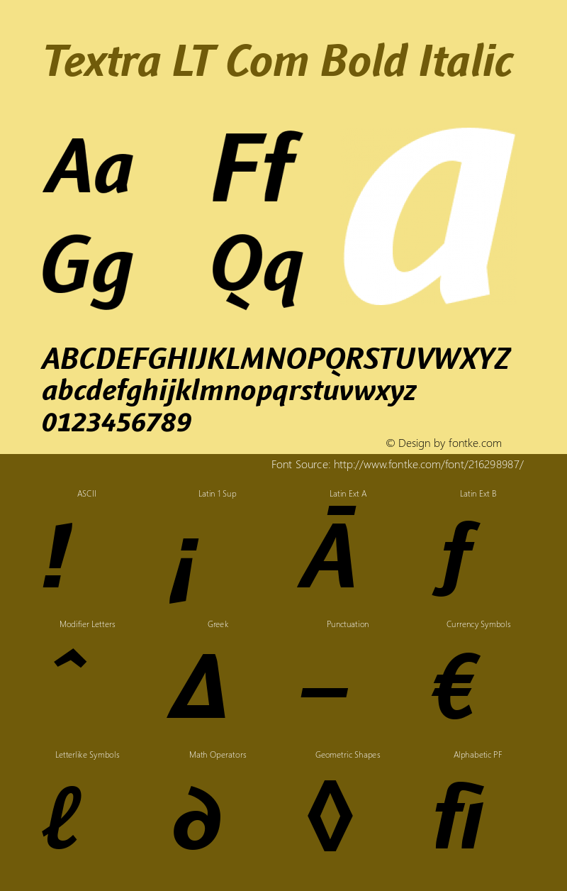 Textra LT Com Bold Italic Version 3.00图片样张