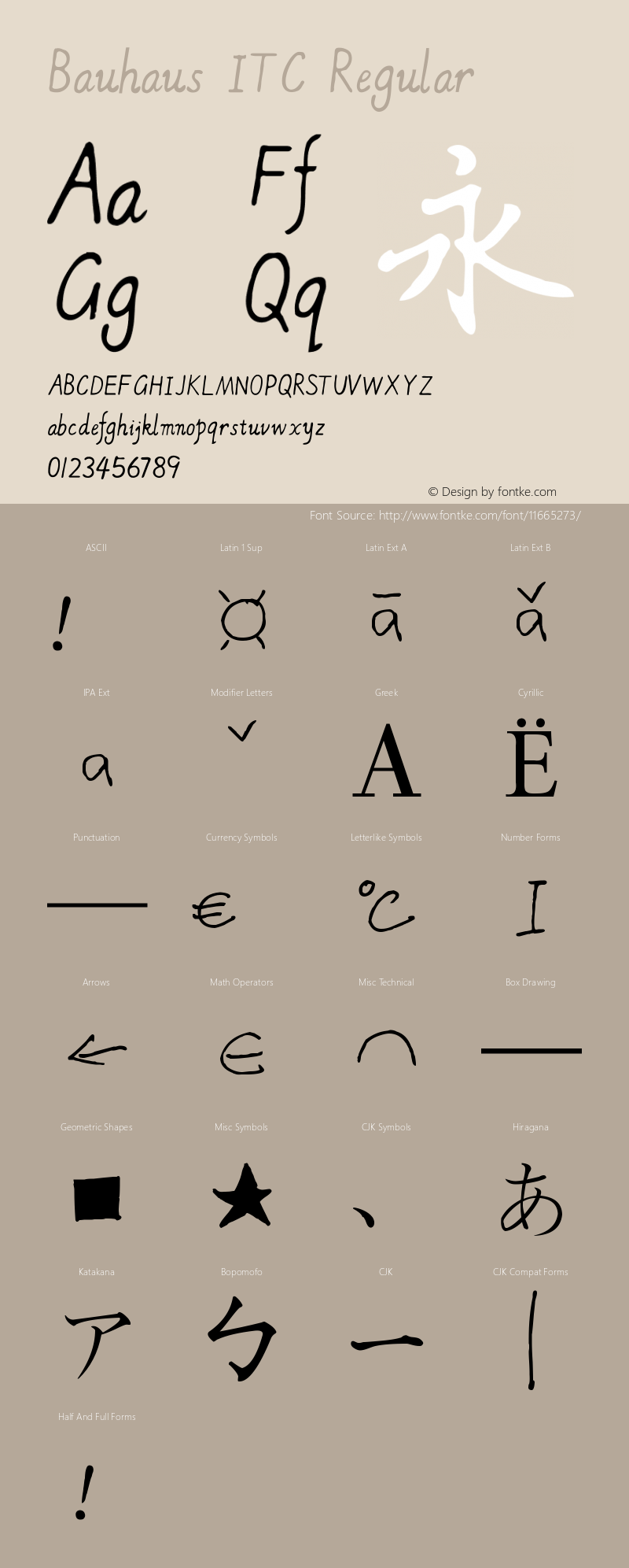 Bauhaus ITC Regular Version 1.20 Font Sample