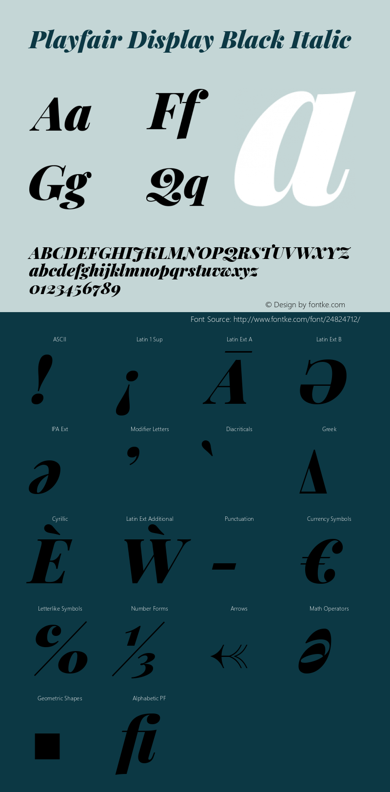 Playfair Display Black Italic Version 1.200; ttfautohint (v1.6) Font Sample