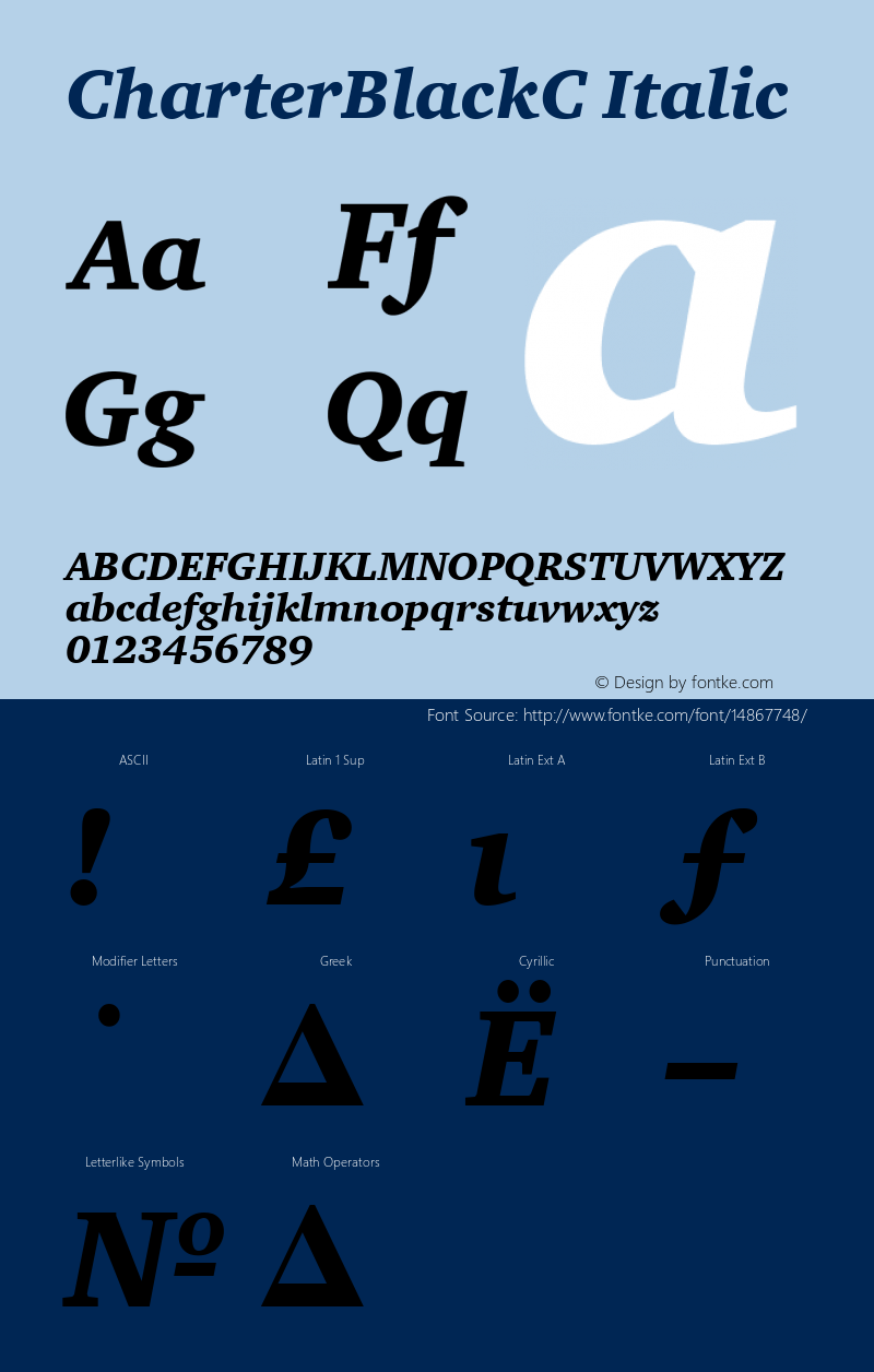 CharterBlackC Italic Version 001.000 Font Sample