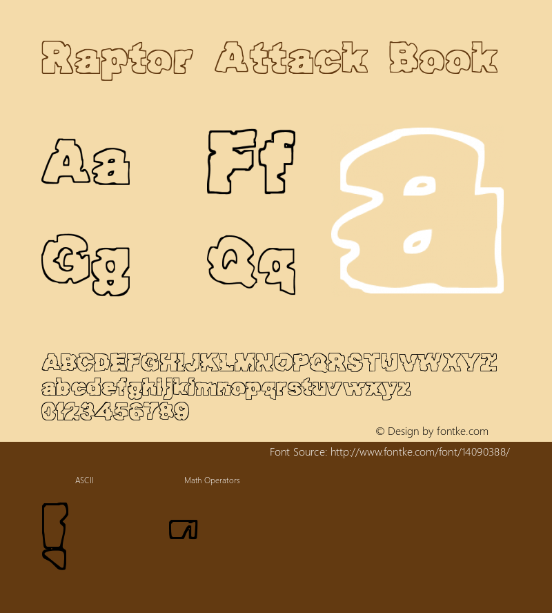 Raptor Attack Book Version 2001; 1.2 Font Sample