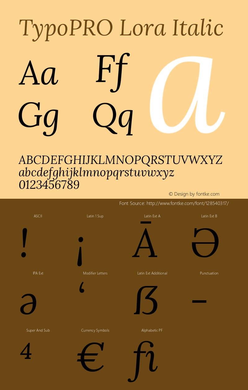 TypoPRO Lora Italic Version 3.000; ttfautohint (v1.8.3) Font Sample