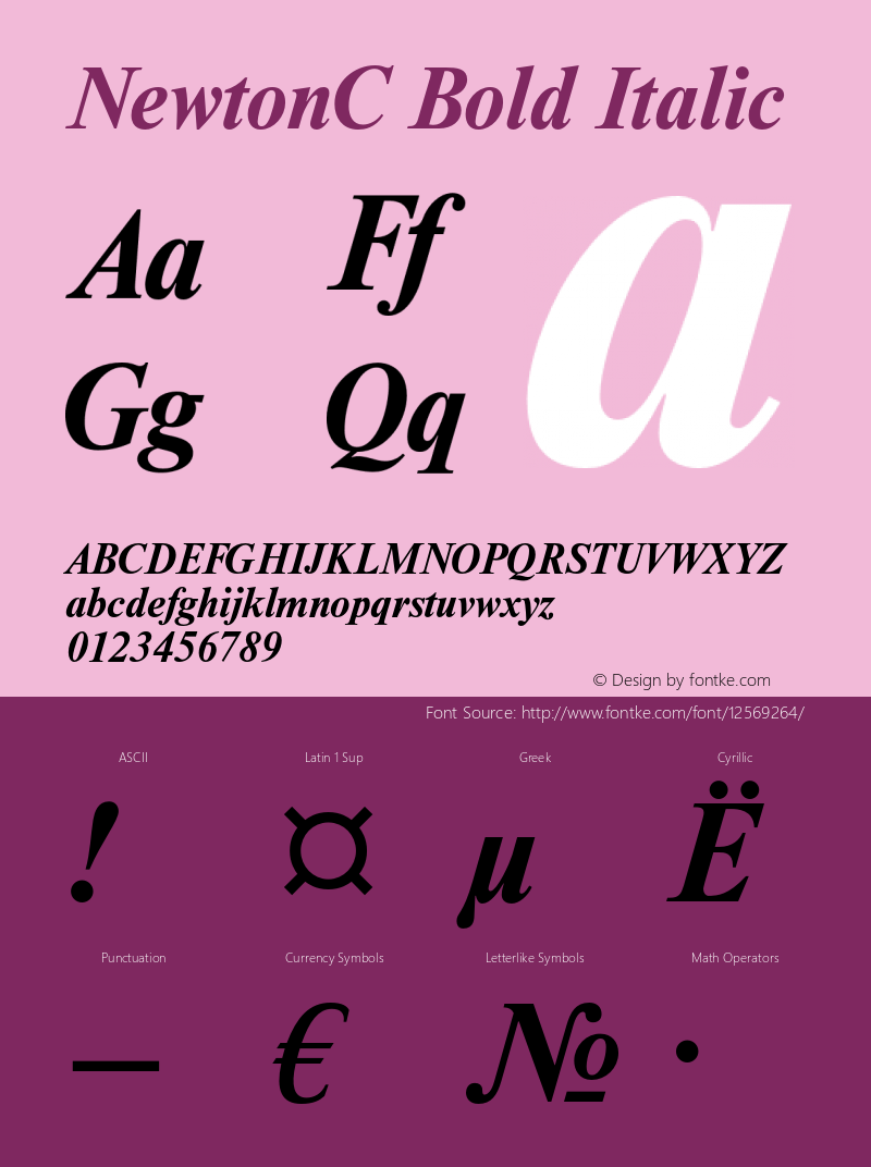 NewtonC Bold Italic OTF 1.0;PS 001.000;Core 116;AOCW 1.0 161 Font Sample