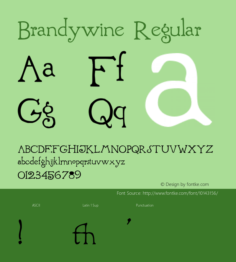 Brandywine Regular Version 001.000 Font Sample