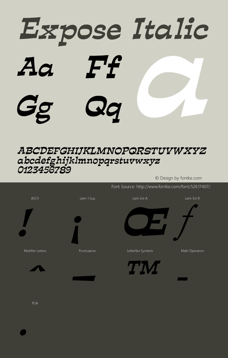 ExposeItalic Altsys Fontographer 4.1 12/29/94 {DfLp-URBC-66E7-7FBL-FXFA} Font Sample