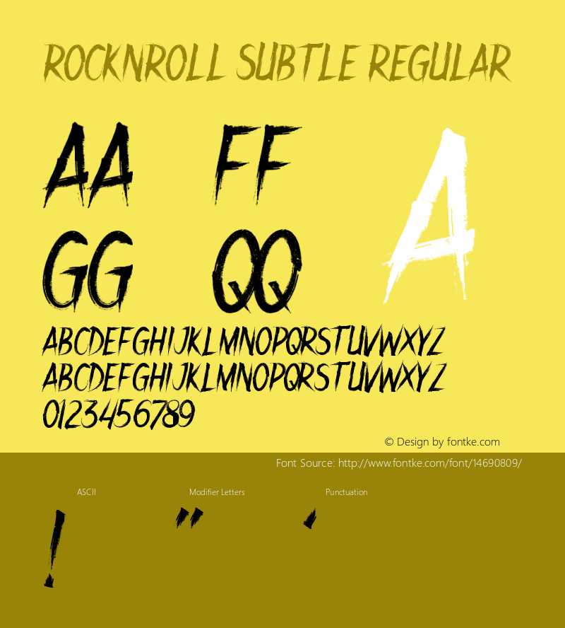 ROCKNROLL SUBTLE Regular Version 1.00 June 17, 2014, initial release Font Sample