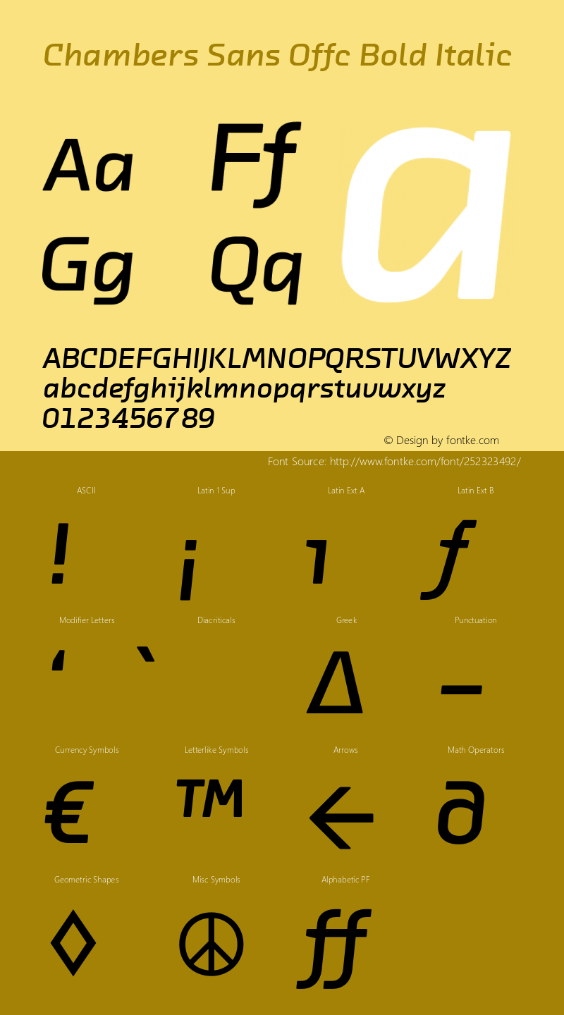 Chambers Sans Offc Bold Italic Version 7.504; 2010; Build 1021图片样张