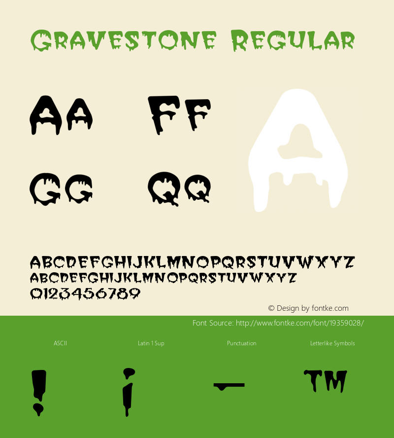 Gravestone Version 1.000 Font Sample